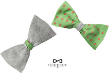 Load image into Gallery viewer, Father &amp; Son - Grey Silk &amp; Cashmere Bow Tie in Green Balloons Pattern
