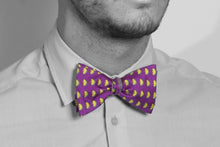 Load image into Gallery viewer, Father &amp; Son - Purple Silk &amp; Cashmere Bow Tie in Moon Pattern
