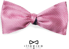 Load image into Gallery viewer, Pure Silk Pink &amp; Blue Double Face Self Tied Bow Tie Floral Pattern
