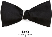 Load image into Gallery viewer, Pure Silk Black Double Face Self Tied Bow Tie
