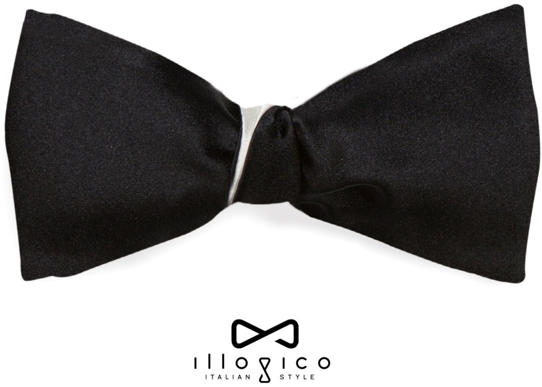 Pure Silk Black Double Face Self Tied Bow Tie