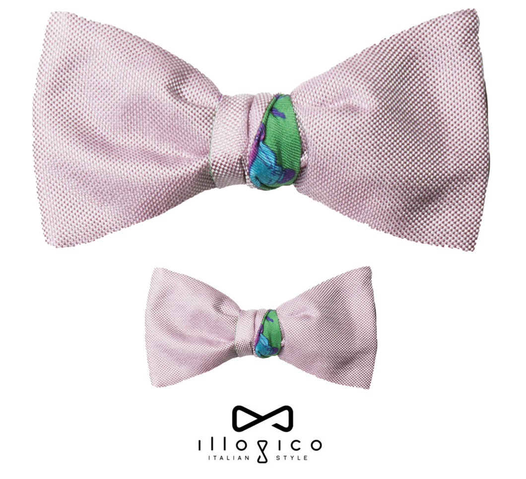 Father & Son - Orange Silk Bow Tie in Illogico's Green Design 