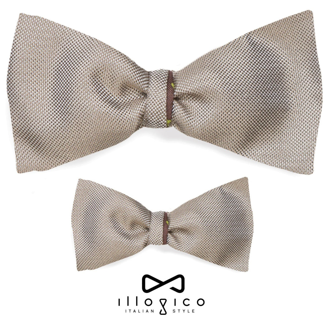 Father & Son - Brown Silk Bow Tie in Floral Pattern