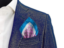 Load image into Gallery viewer, Pink and Light Blue Pure Silk Pocket Square in Geometric Pattern
