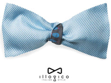 Load image into Gallery viewer, Pure Silk Light Blue &amp; Grey Double Face Self Tied Bow Tie Bulbs Pattern
